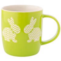 Altom Porcelán bögre Nyulak, 360 ml, zöld, zöld
