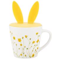 Altom Porcelán Marigolds bögre szilikon fedéllel,330 ml