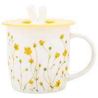 Altom Porcelán Marigolds bögre szilikon fedéllel,360 ml