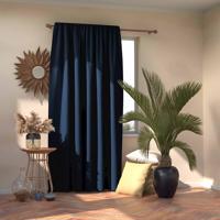 AmeliaHome Blackout Oxford Pleat függöny, indigó, 140 x 245 cm, kék
