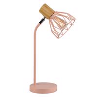 Asztali lámpa, rózsaszín, fém/fa, TREX TYP 1