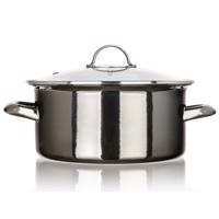 Bankett Zománcozott edény METALLIC Fekete 22 cm,3,7 5 l, fedővel, 22 cm