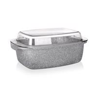 Banquet tepsi tapadásmentes Granite felülettel 32,5 x 21 x 5,7 l, üveg fedővel