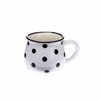 Dots kerámia bögre 75 ml, fehér , fehér + fekete, 75 ml