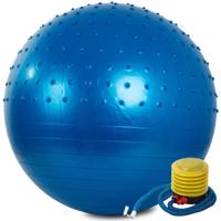 Gimnasztikai masszázslabda 60 cm pumpával, kék színű, kék