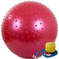 Gimnasztikai masszázslabda pumpával 60 cm, piros, piros