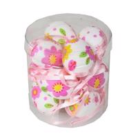 Húsvéti tojáskészlet rózsaszín virágmintás h. 4cm, 12 db csomagban