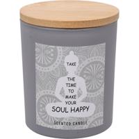 Illatgyertya Soul Happy, lonc illatú, 7 x 8,5 cm,300 g, szürke