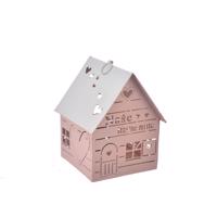 InDecor Fém gyertyatartó House - A mi boldog helyünk rózsaszín, 12 x 12 x 14 cm