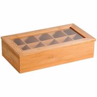 Kesper 58901 Teaszervező bambusz, 10 rekeszes, 36x 20 x 9 cm, 36 x 20 x 9 cm