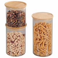 Kesper 92333 Tárolóedény-készlet üveg/bambusz 3db, átmérő 10 cm