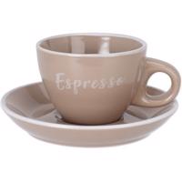 Kőporos csésze csészealjjal Espresso, 100 ml,mokka, világosbarna