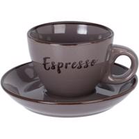 Kőporos csésze csészealjjal Espresso, 100 ml,sötétszürke, sötétszürke