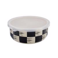 Orion Zománc tál UH fedéllel Chessboard Lem , dia.15,5 cm