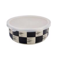 Orion Zománc tál UH fedéllel Chessboard Lem , dia.17 cm.