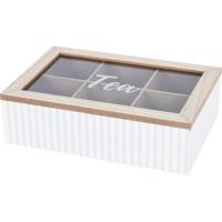 Teafilter doboz Csíkos fehér, 24 x 7 x 16 cm, fehér